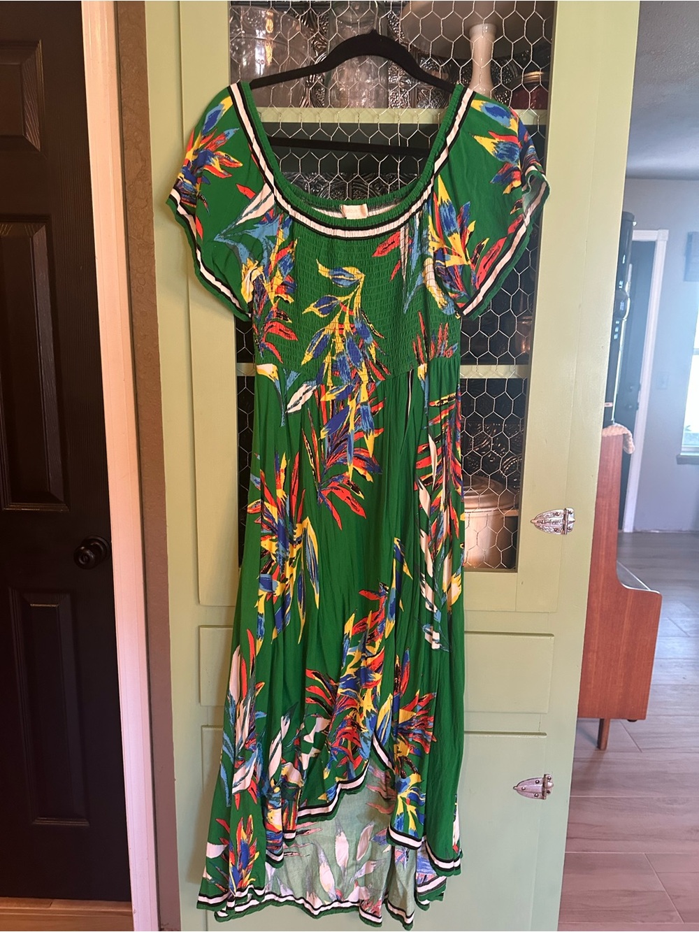 Green Floral hi low Dress